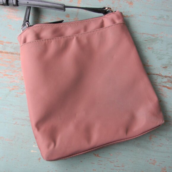 KATE SPADE DAWN NYLON MAUVE PINK CROSSBODY BAG LEATHER TRIM - Picture 6 of 8